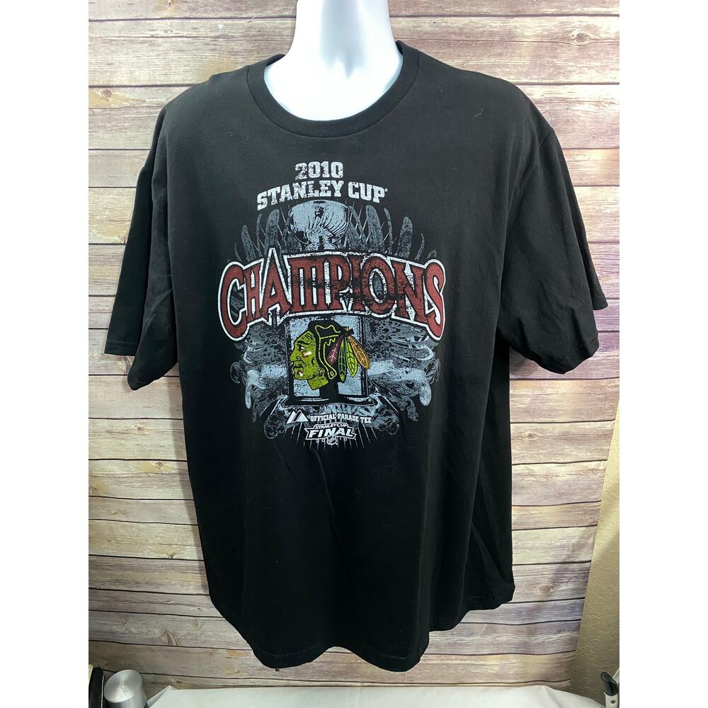 NWT Chicago Blackhawks Shirt Black 2010 Stanley Cup Champions Adult XL